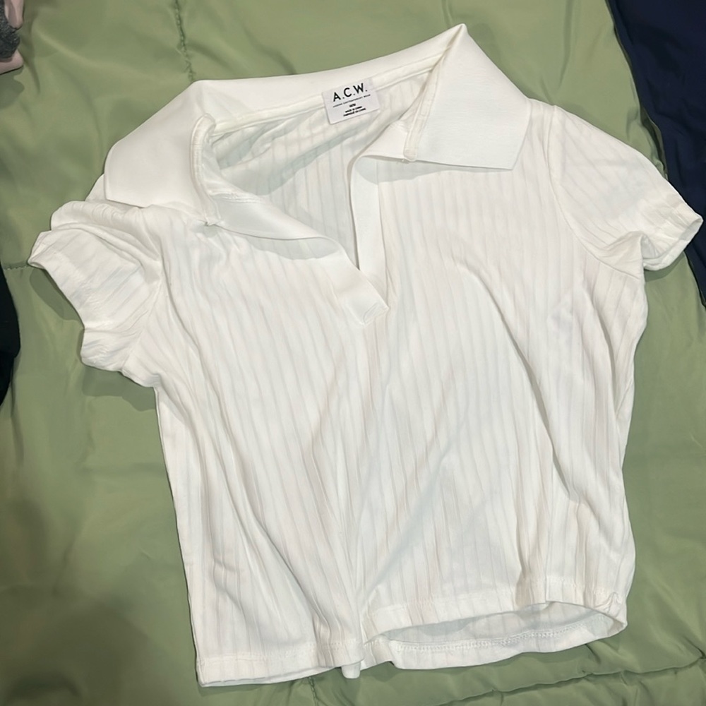 White crop top collared ardene medium petite